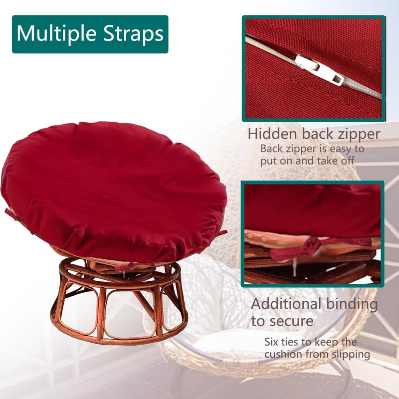 Sqodok Papasan Cushion Cover Only 55in Outdoor Indoor Papasan Chair Cushion Covers Waterproof Papasan Slipcover Papasan Covers for Cushions with Zipper and Ties  Machine Washable  Burgundy - Image 4